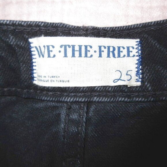 We The Free People Baggy Boyfriend Jeans Size 25 High Button Fly Fringe Crop - Picture 7 of 12